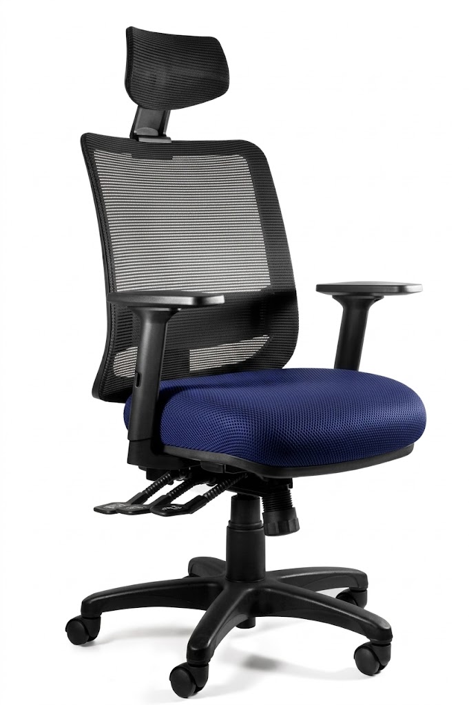 SAGA (1219) - Fotel obrotowy SIATKA SM01 CZARNA/TKANINA BL415 ROYALBLUE