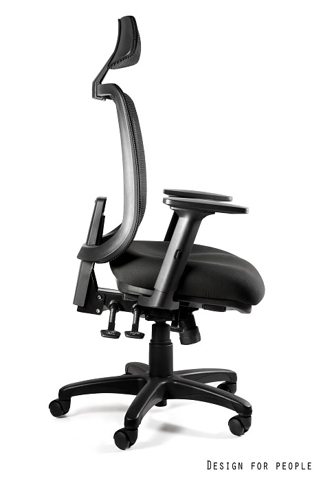 SAGA (1219) - Fotel obrotowy SIATKA SM01 CZARNA/TKANINA BL415 ROYALBLUE