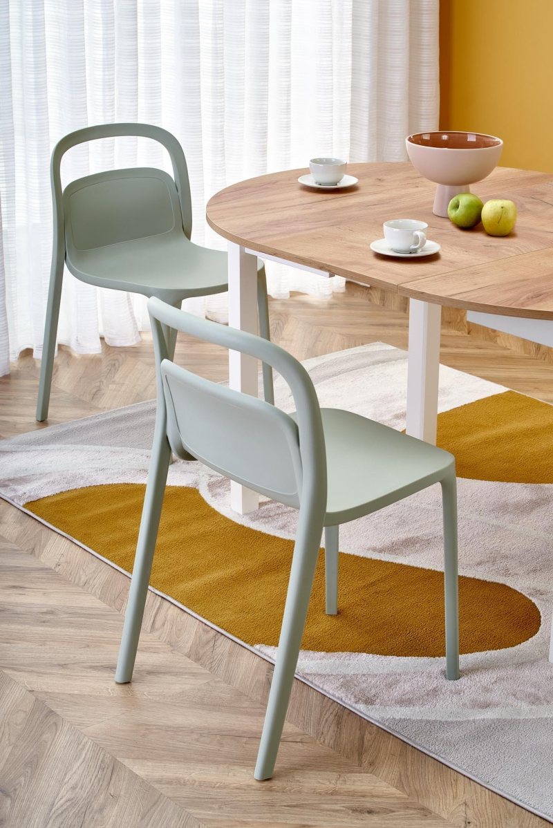RINGO stół 102-142x102x76 cm, kolor blat dąb craft, nogi - biały
