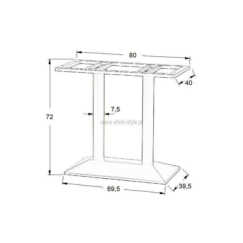 Podstawa do stolika SH-4001-2/B czarna - wysokość 72 cm 69,5x39,5 cm