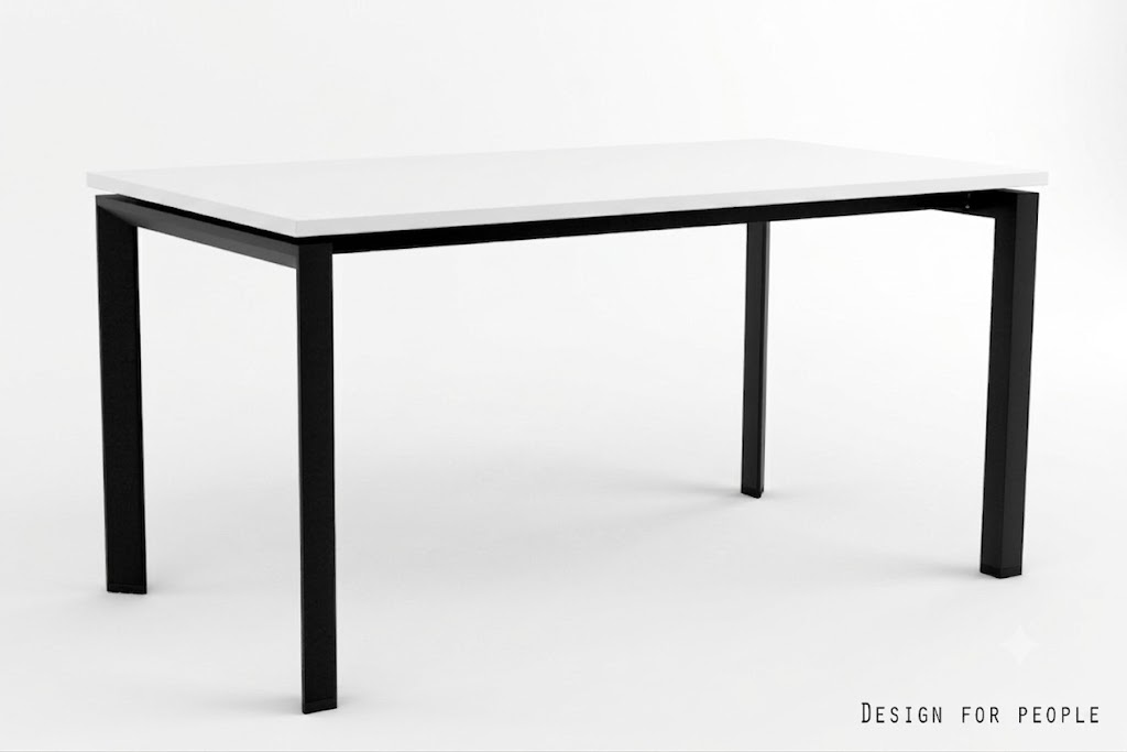 Biurko / Stół PASON Manager Desk 150 x 80 cm – Biały Blat / Czarny Stelaż
