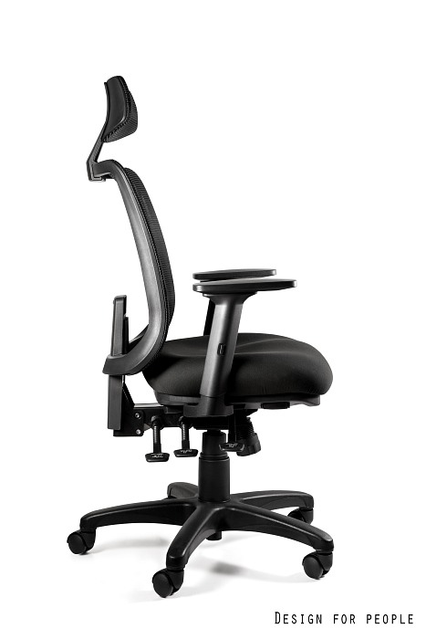 SAGA (1219) Fotel obrotowy - SIATKA SM01 CZARNA/TKANINA BL412 NAVYBLUE