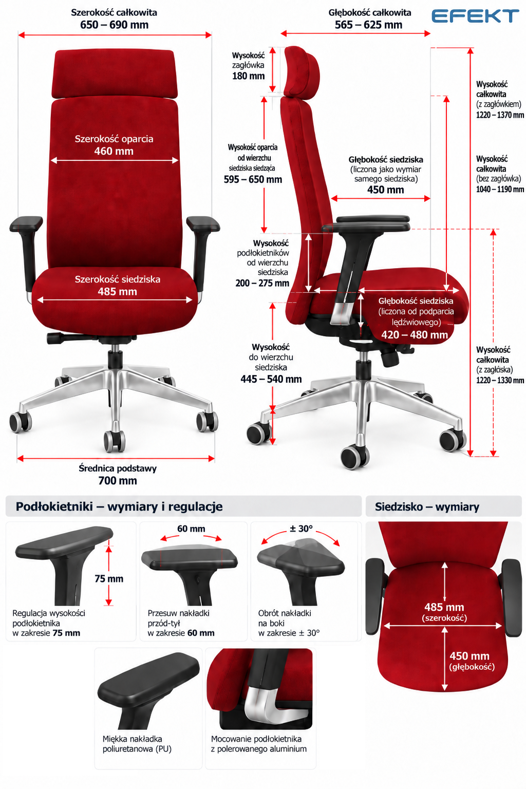 BEGIX Ergonomiczny fotel obrotowy zgodny z BHP / różne kolory