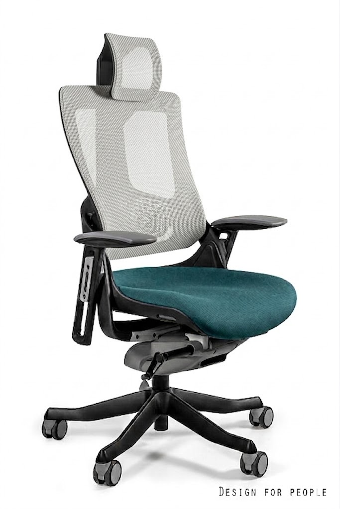 WAU 2 Fotel obrotowy czarny, siatka NW42 SNOWY/tkanina PL04 TEAL