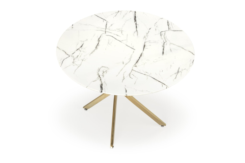 RAYMOND 2 stół fi 100/73 cm, blat - biały marmur, nogi - złoty