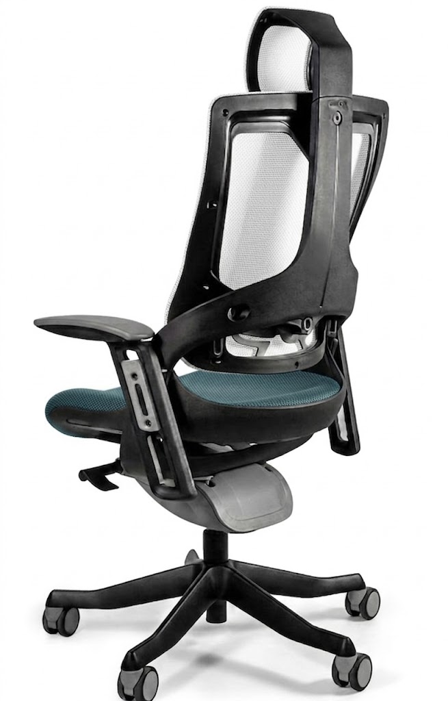 WAU 2 Fotel obrotowy czarny, siatka NW42 SNOWY/tkanina BL414 STEELBLUE