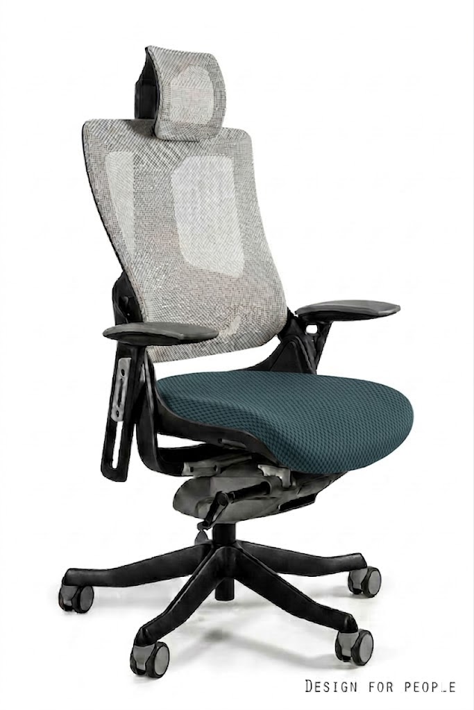 WAU 2 Fotel obrotowy czarny, siatka NW42 SNOWY/tkanina BL414 STEELBLUE