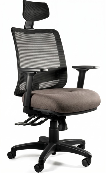 SAGA (1219) - Fotel biurowy SIATKA SM01 CZARNA/TKANINA BL409 TAUPE