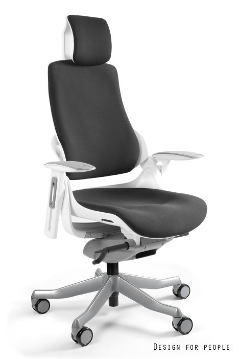 Fotel obrotowy WAU biały/tkanina BL408 KHAKI