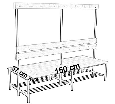 dwustronna z oparciem, wieszakami i półką 150 cm