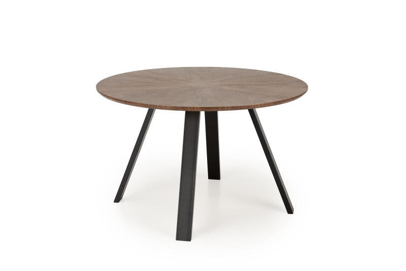 DANILO stół okrągły fi 120/74/65 cm, blat - orzechowy, nogi - czarny