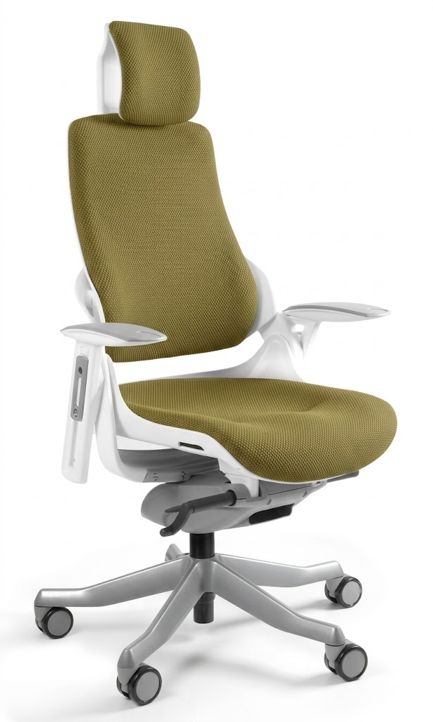 Fotel obrotowy WAU biały/tkanina BL408 KHAKI