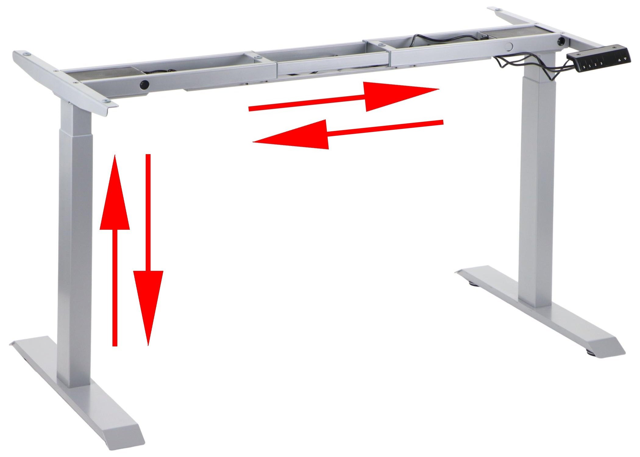 Stelaż UT04E-2T/A z elektryczną regulacją wysokości w zakresie 71-118 cm; 2-silnikowy, kolor szary
