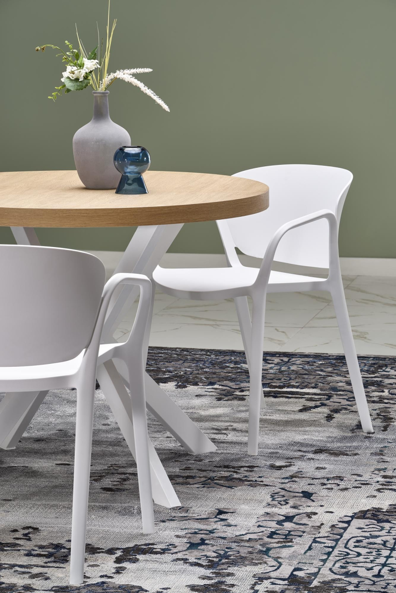 PERONI stół rozkładany100-250/100/75 cm, dąb złoty - biały