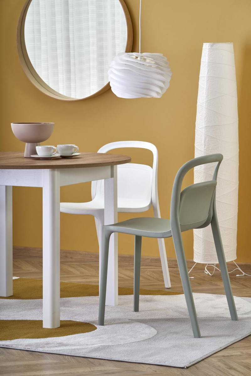 RINGO stół 102-142x102x76 cm, kolor blat dąb craft, nogi - biały