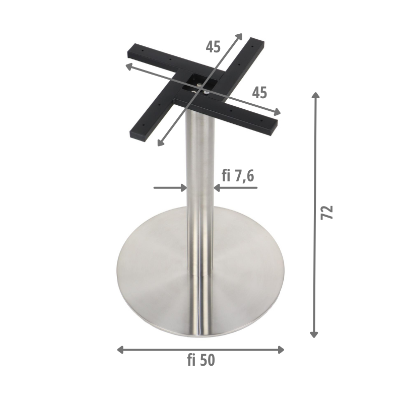 Podstawa do stolika SH-3001-6/S szczotkowana, wysokość 72 cm, średnica 50 cm
