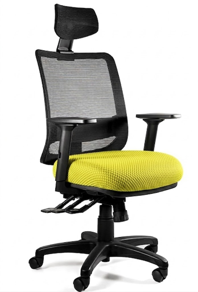 SAGA (1219) Fotel biurowy - SIATKA SM01 CZARNA/TKANINA BL410 MUSTARD