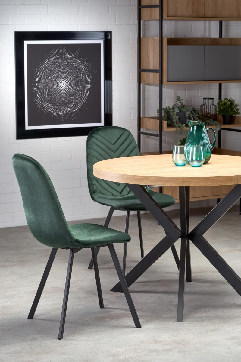 PERONI stół rozkładany 100-250/100/75 cm, dąb złoty - czarny