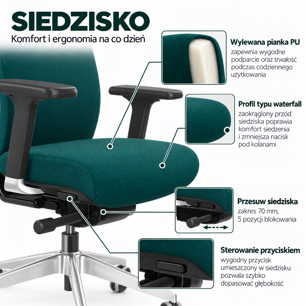 BEGIX Ergonomiczny fotel obrotowy zgodny z BHP / różne kolory