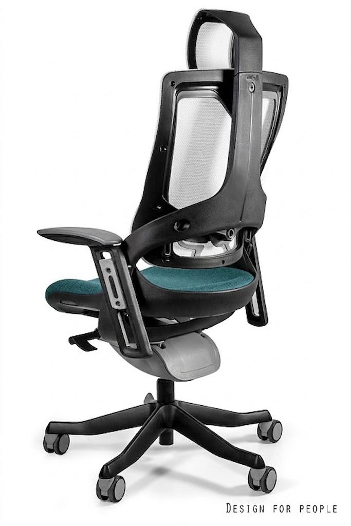 WAU 2 Fotel obrotowy czarny, siatka NW42 SNOWY/tkanina PL04 TEAL