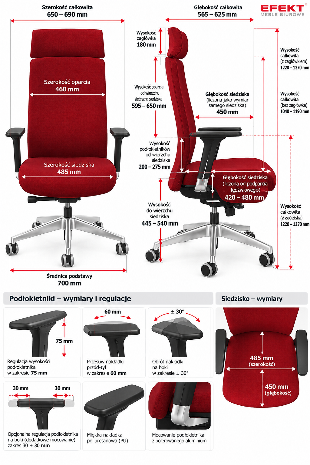 BEGIX Ergonomiczny fotel obrotowy zgodny z BHP / różne kolory