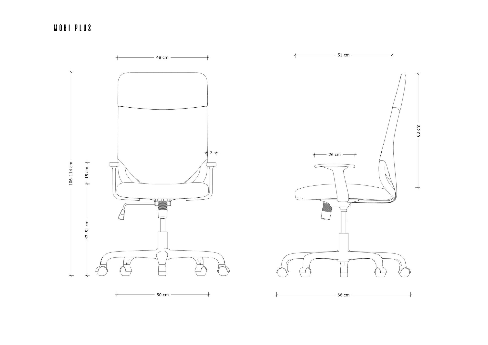 Fotel biurowy MOBI PLUS - CZARNY