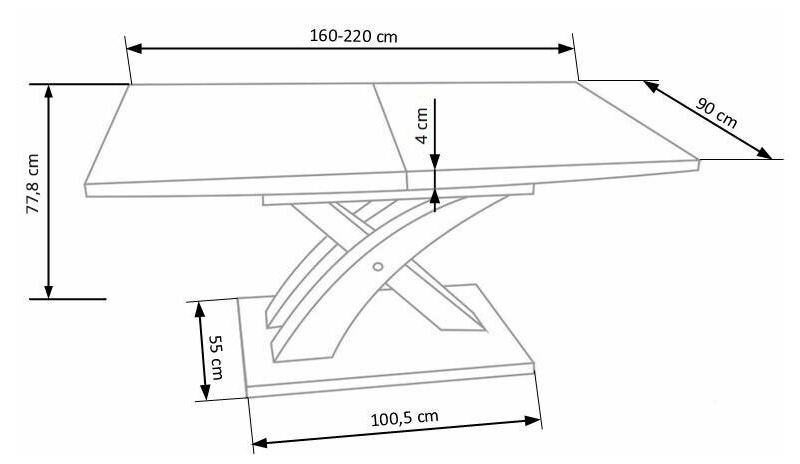 Stół rozkładany SANDOR 2 160÷220/90/78 cm, czarny
