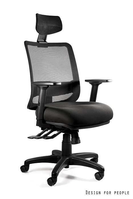 SAGA (1219) - Fotel obrotowy SIATKA SM01 CZARNA/TKANINA BL415 ROYALBLUE