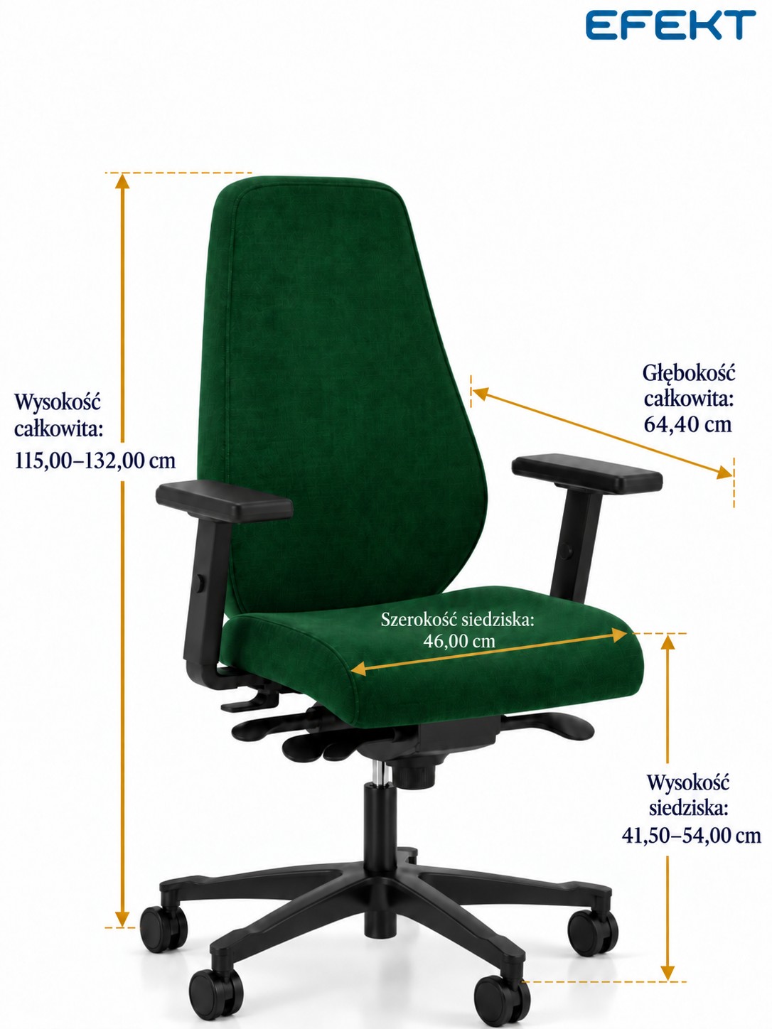 Fotel ergonomiczny sędziowski i gabinetowy wysoki Bjarg bez zagłówka