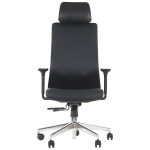 AKCENT PU  Fotel biurowy obrotowy/czarny podstawa chromowana