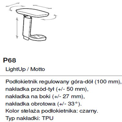 Fotel obrotowy lightUP 230 - P68TPU czarny