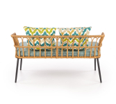 GARDENA 2S fotel podwójny czarny / naturalny / popielaty