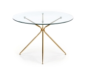 RONDO stół, blat - bezbarwny, nogi - złoty