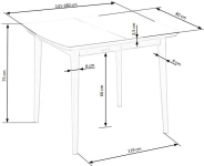 BARRET stół kolor blat - biały mat, nogi - dąb lefkas (90-190x80x75 cm)