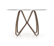 LUNGO stół O120/76 cm, złoty antyczny / brązowy