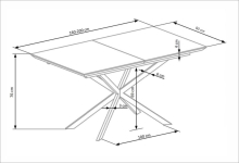 DIESEL stół rozkładany 160-200/90/76 cm, blat - biały marmur / c. popiel, nogi - czarny