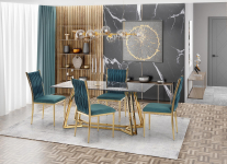 KONAMI stół, 160/90/75 cm, blat - czarny marmur, nogi - złoty