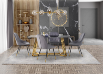 KONAMI stół, 160/90/75 cm, blat - czarny marmur, nogi - złoty