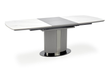 DANCAN stół rozkładany 160-220/90/76 cm,, biały marmur / popielaty / jasny popielaty / czarny