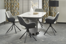 DANCAN stół rozkładany 160-220/90/76 cm,, biały marmur / popielaty / jasny popielaty / czarny