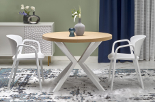 PERONI stół rozkładany 100-250/100/75 cm, dąb złoty - biały