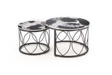 ALEXANDRA zestaw 2 ław, czarny marmur / czarny