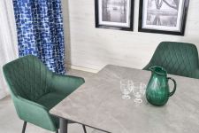 CHARLES stół rozkładany 180-260/90/76/80-170 cm, blat - popielaty marmur, nogi - czarny