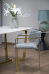 CLEMENTE stół blat - biały marmur, nogi - złoty