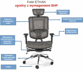 ETHAN fotel gabinetowy popielaty z atestem