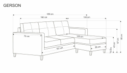 GERSON sofa z podnóżkiem, popielaty