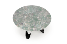 GIOVANI stół okrągły 135/76/60 cm, blat - zielony marmur, nogi - czarny