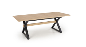 HENRY stół rozkładany 180-300/100/75/136 cm, blat - naturalny, nogi - czarny