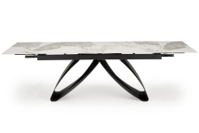 HILARIO stół rozkładany 180-260/90/75/125 cm, blat - biały marmur, nogi - czarny