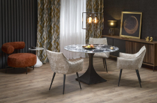 MANUEL stół okrągły 120/77 cm,  blat - czarny marmur, noga - czarny